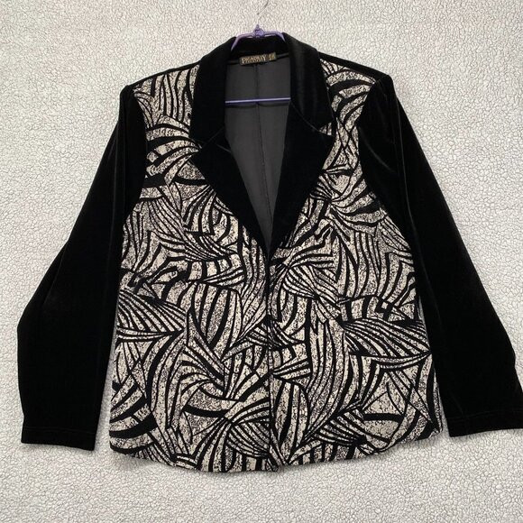 Vintage Picadilly Jacket Cardigan Women's Size XL Black Textured Fashions Office - Picture 1 of 8